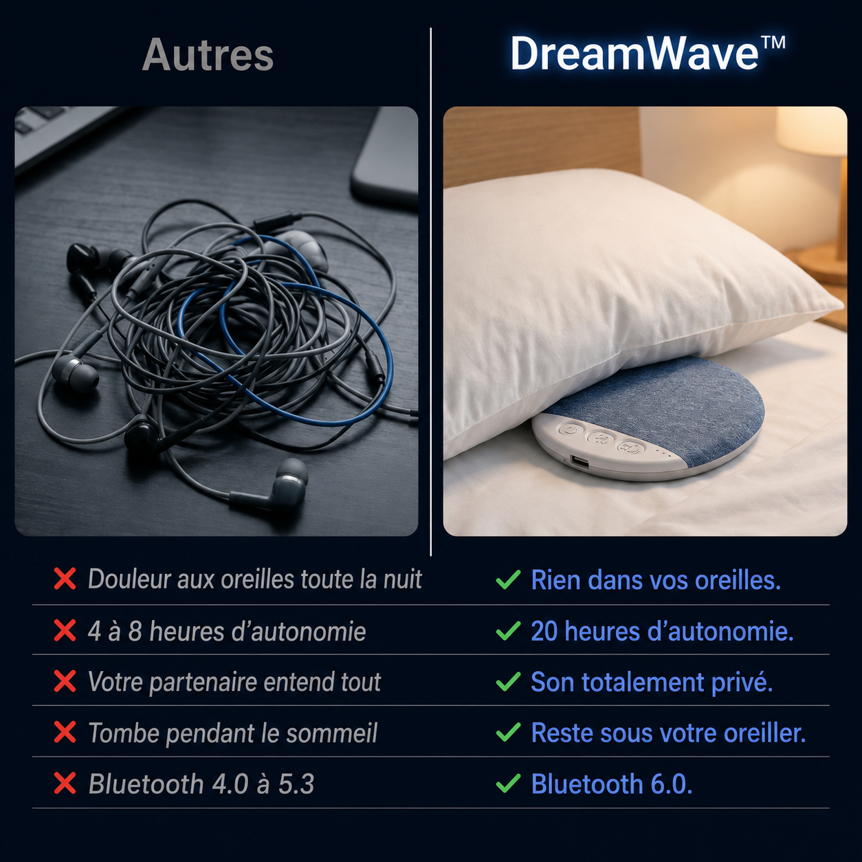 DreamWave™ – Haut-parleur d’oreiller