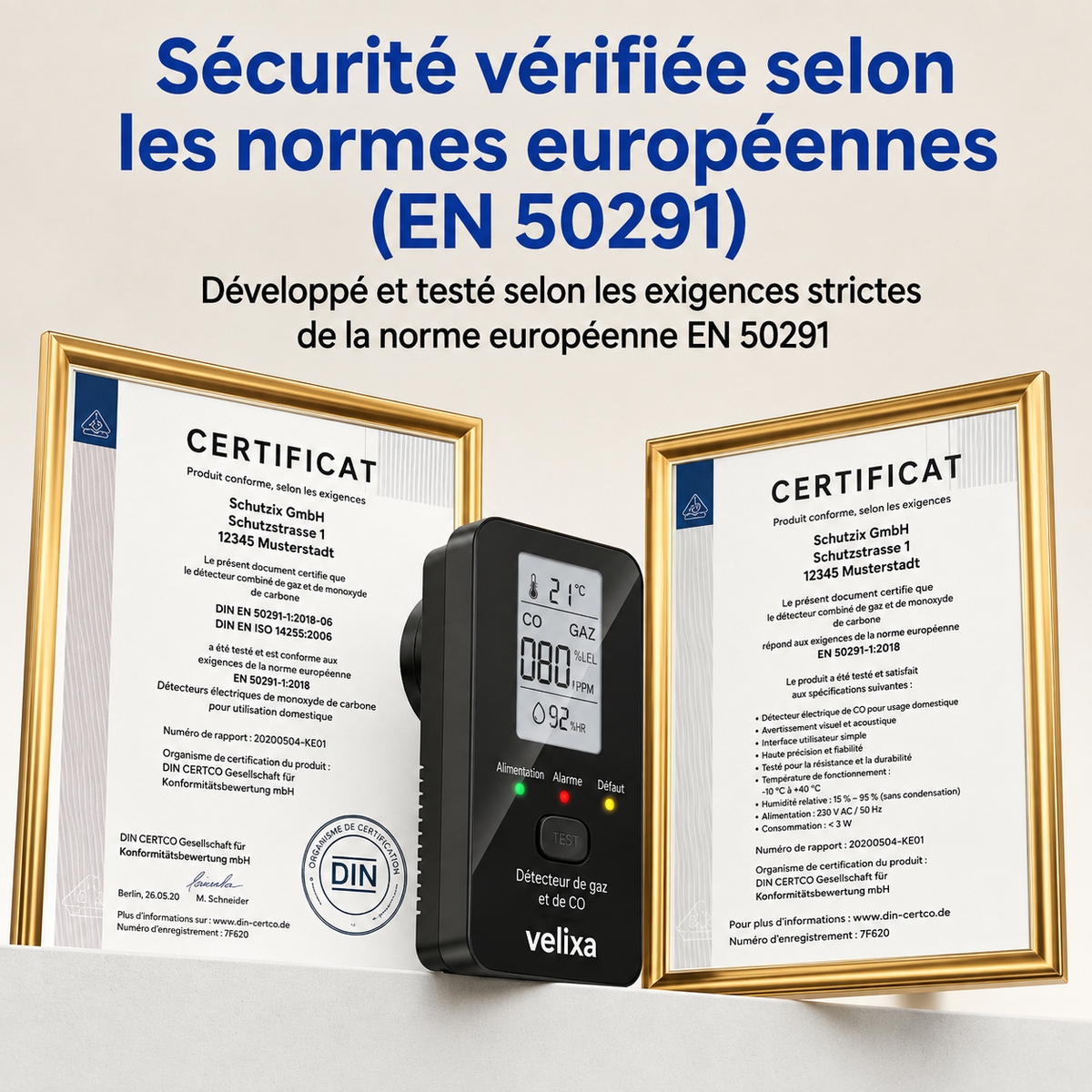 Détecteur de monoxyde de carbone Velixa 4-en-1.