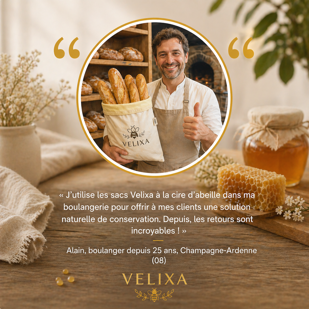 Sacs premium Velixa en cire d’abeille & coton 100 % — Lavables, pour conserver naturellement