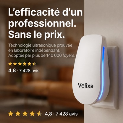 Velixa - Répulsif Ultrasonique : Chassez plus de 14 nuisibles définitivement