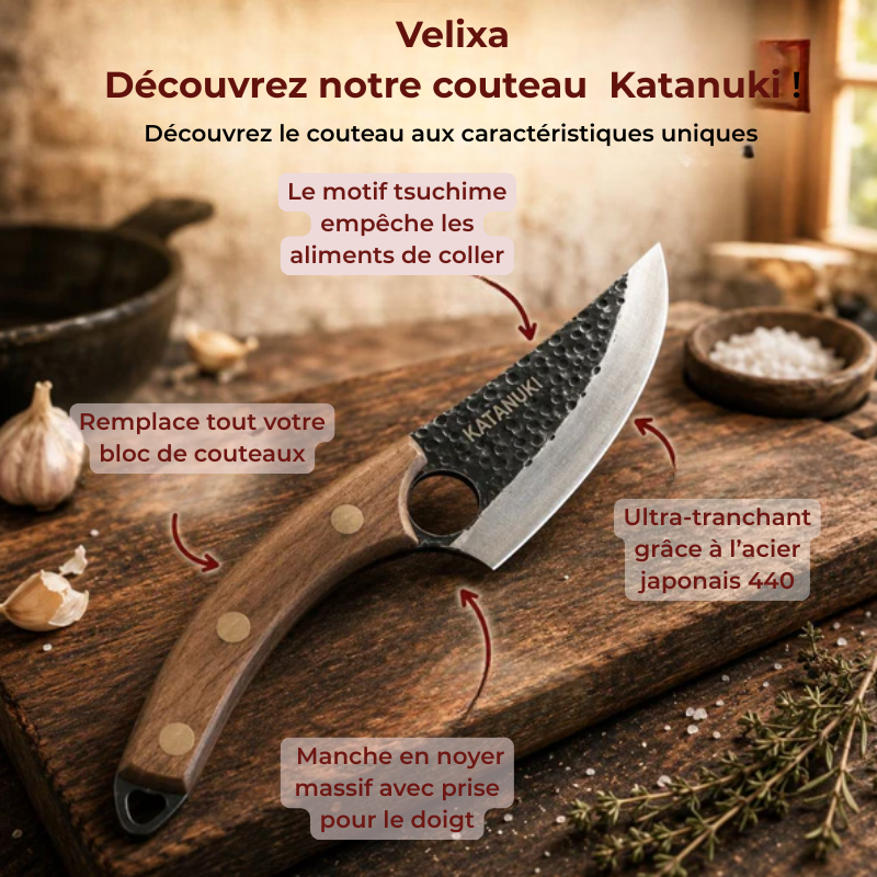 Velixa - Couteau de cuisine Katanuki, Un savoir-faire japonais séculaire