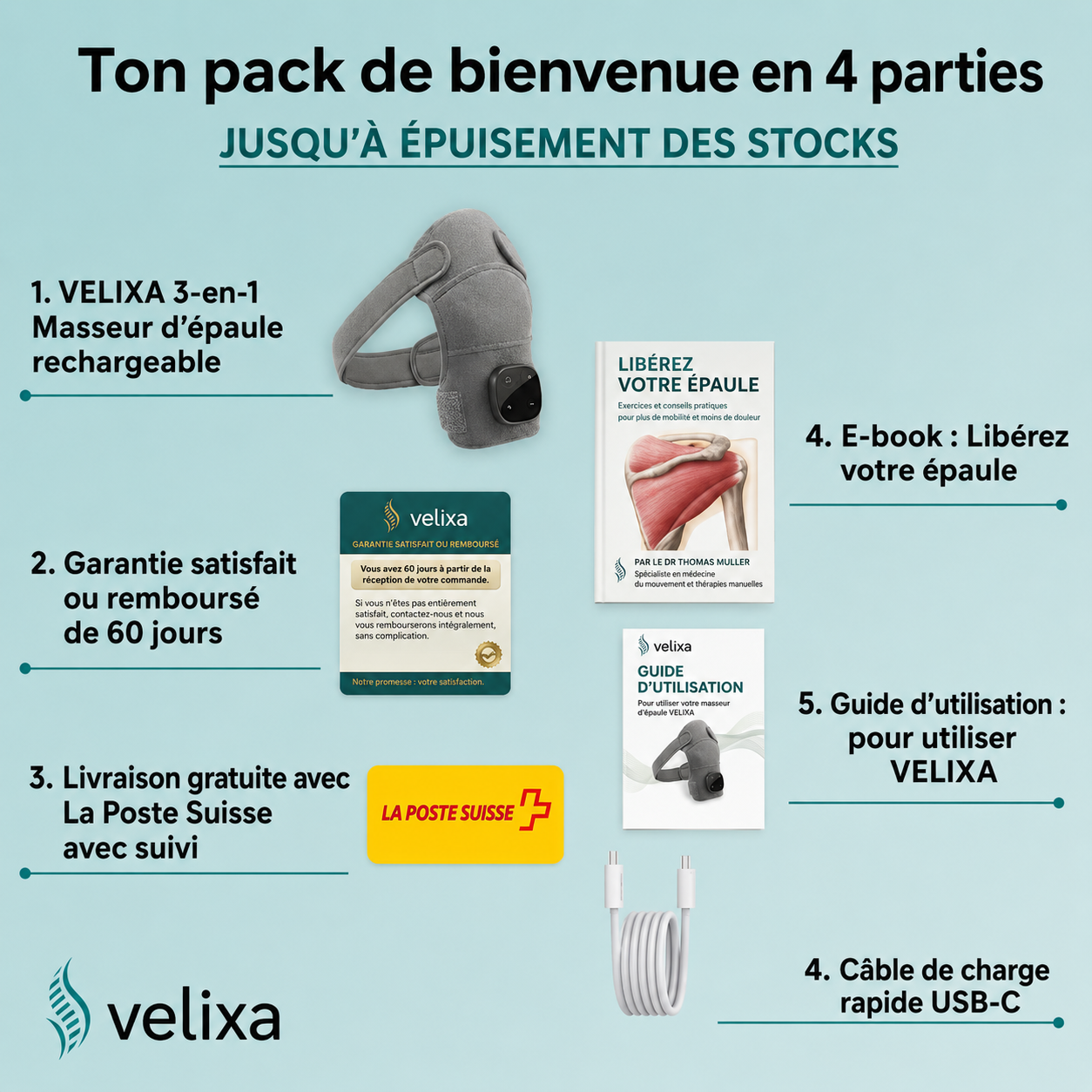 Masseur d’épaule 3-en-1 Velixa