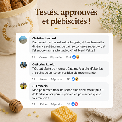 Sacs premium Velixa en cire d’abeille & coton 100 % — Lavables, pour conserver naturellement